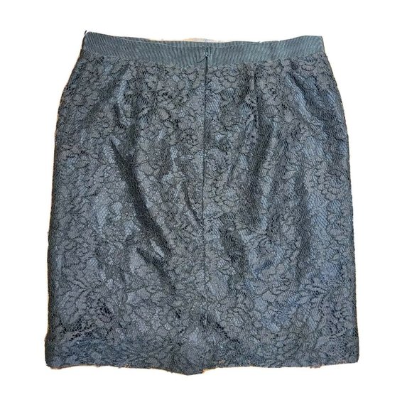 ANN TAYLOR LOFT Solid All Brown Lace Overlay Skirt Womens Size 4P 4 Petite - Picture 4 of 4